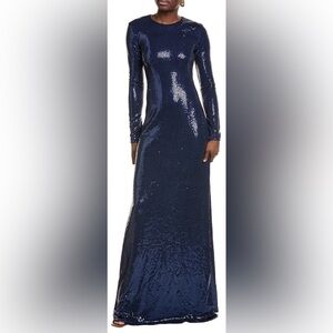 Michael Kors Collection Navy Sequin Long Sleeve Dress